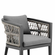 Zella Outdoor Patio Dining Chair in Aluminum with Light Gray Rope and Earl Gray Cushions - Set of 2 - Furniture City (CA)l