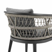 Zella Outdoor Patio Dining Chair in Aluminum with Light Gray Rope and Earl Gray Cushions - Set of 2 - Furniture City (CA)l