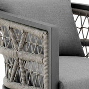 Zella Outdoor Patio Dining Chair in Aluminum with Light Gray Rope and Earl Gray Cushions - Set of 2 - Furniture City (CA)l