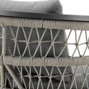 Zella Outdoor Patio Dining Chair in Aluminum with Light Gray Rope and Earl Gray Cushions - Set of 2 - Furniture City (CA)l