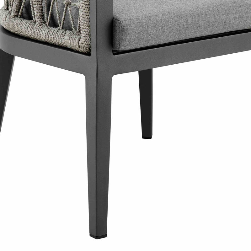 Zella Outdoor Patio Dining Chair in Aluminum with Light Gray Rope and Earl Gray Cushions - Set of 2 - Furniture City (CA)l