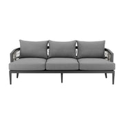 Zella Outdoor Patio Sofa in Aluminum with Light Gray Rope and Earl Gray Cushions - Furniture City (CA)l