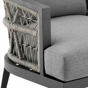 Zella Outdoor Patio Sofa in Aluminum with Light Gray Rope and Earl Gray Cushions - Furniture City (CA)l