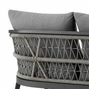 Zella Outdoor Patio Sofa in Aluminum with Light Gray Rope and Earl Gray Cushions - Furniture City (CA)l