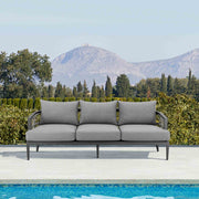 Zella Outdoor Patio Sofa in Aluminum with Light Gray Rope and Earl Gray Cushions - Furniture City (CA)l