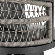 Zella Outdoor Patio Swivel Counter Stool in Aluminum with Light Gray Rope and Earl Gray Cushions - Furniture City (CA)l