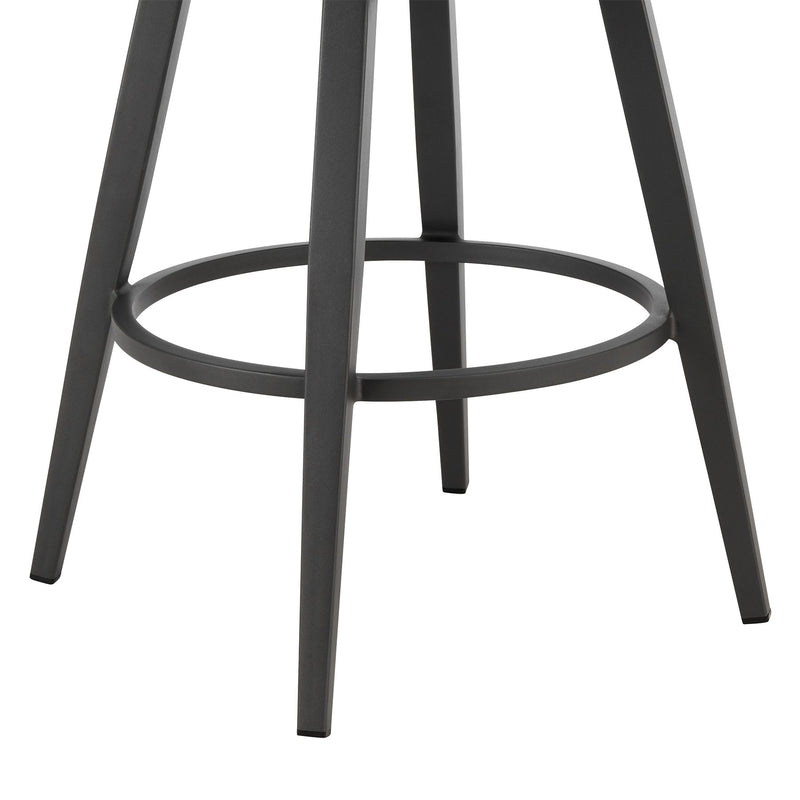 Zella Outdoor Patio Swivel Counter Stool in Aluminum with Light Gray Rope and Earl Gray Cushions - Furniture City (CA)l