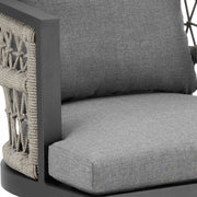 Zella Outdoor Patio Swivel Bar Stool in Aluminum with Light Gray Rope and Earl Gray Cushions - Furniture City (CA)l
