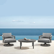 Zella Outdoor Patio Swivel Armchair in Aluminum with Light Gray Rope and Earl Gray Cushions - Furniture City (CA)l
