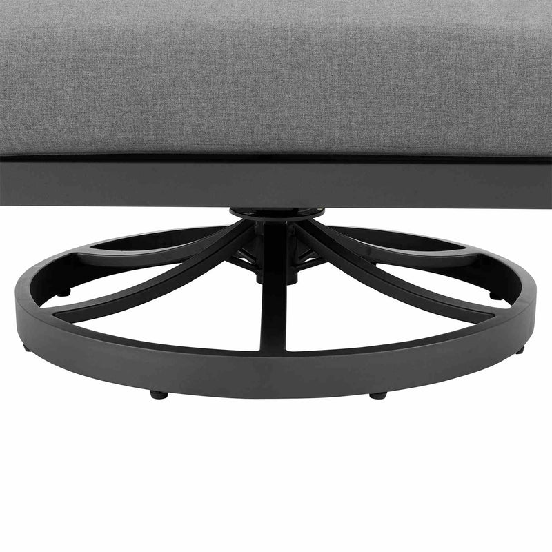 Zella Outdoor Patio Swivel Armchair in Aluminum with Light Gray Rope and Earl Gray Cushions - Furniture City (CA)l