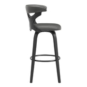 Zenia 26" Swivel Counter Stool in Gray Faux Leather and Black Wood - Furniture City (CA)l