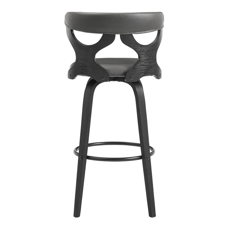 Zenia 26" Swivel Counter Stool in Gray Faux Leather and Black Wood - Furniture City (CA)l