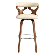 Zenia 26" Swivel Counter Stool in Cream Faux Leather and Walnut Wood - Furniture City (CA)l