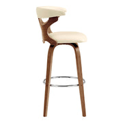 Zenia 26" Swivel Counter Stool in Cream Faux Leather and Walnut Wood - Furniture City (CA)l