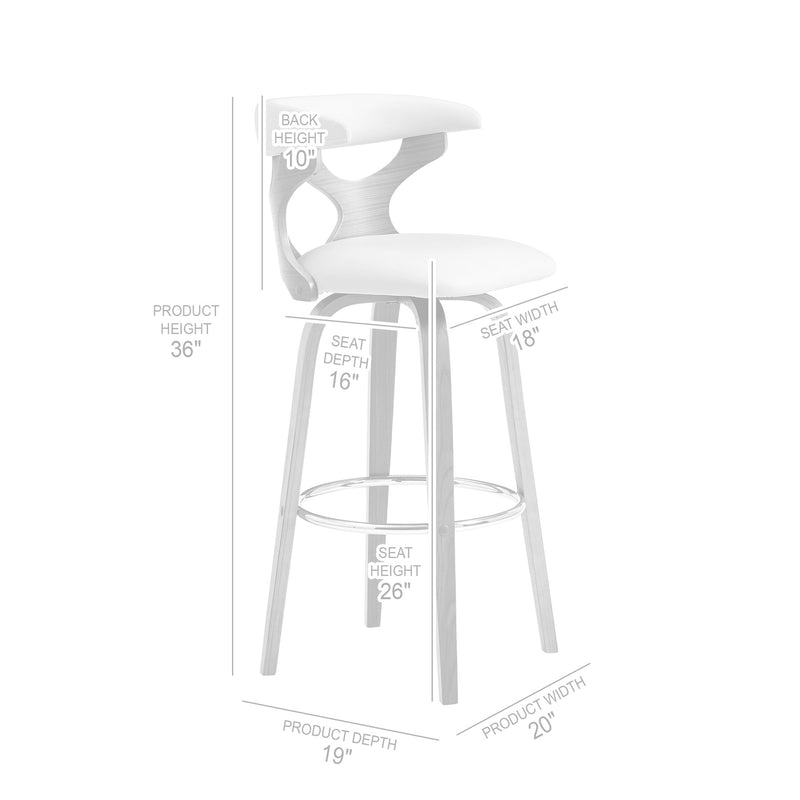 Zenia 26" Swivel Counter Stool in Cream Faux Leather and Walnut Wood - Furniture City (CA)l