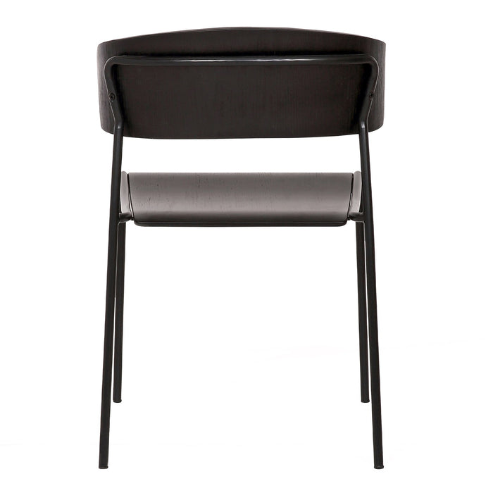 Zeph Black Wood and Metal Open Back Dining Chairs (Set of 2)