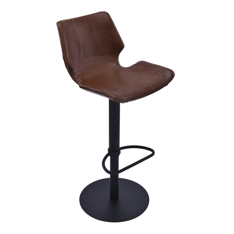 Zuma Adjustable Swivel Metal Barstool in Vintage Coffee Faux Leather and Black Metal Finish - Furniture City (CA)l