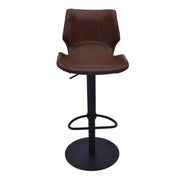 Zuma Adjustable Swivel Metal Barstool in Vintage Coffee Faux Leather and Black Metal Finish - Furniture City (CA)l