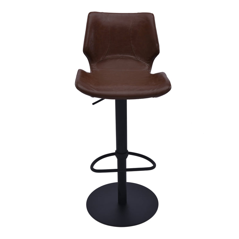 Zuma Adjustable Swivel Metal Barstool in Vintage Coffee Faux Leather and Black Metal Finish - Furniture City (CA)l