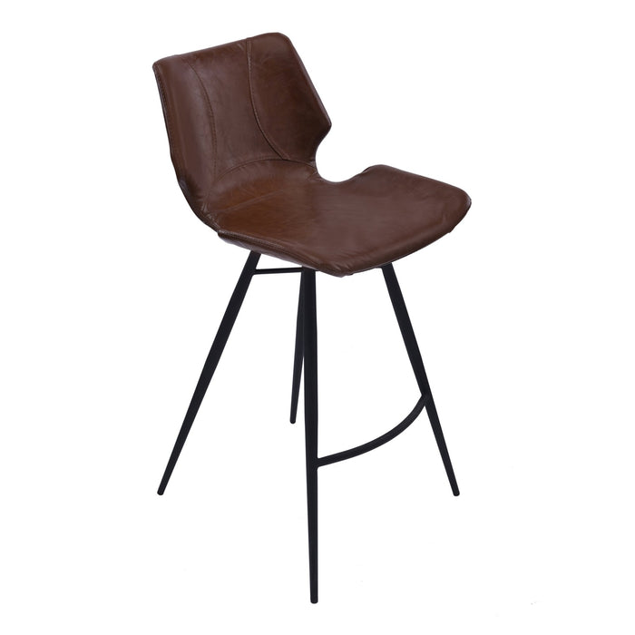 Zurich 30" Bar Height Metal Barstool in Vintage Coffee Faux Leather and Black Metal Finish