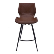 Zurich 30" Bar Height Metal Barstool in Vintage Coffee Faux Leather and Black Metal Finish - Furniture City (CA)l