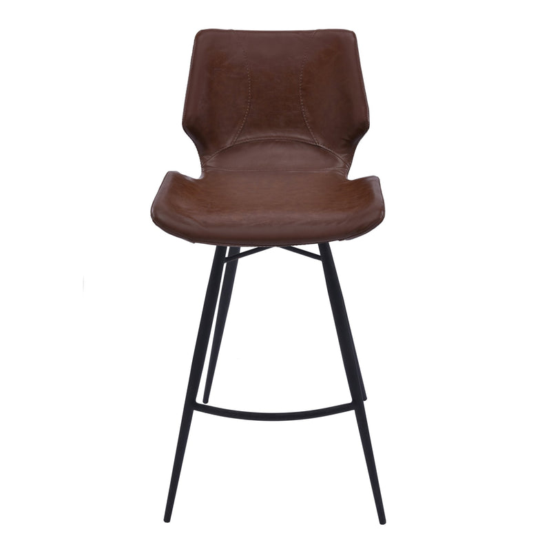Zurich 30" Bar Height Metal Barstool in Vintage Coffee Faux Leather and Black Metal Finish - Furniture City (CA)l