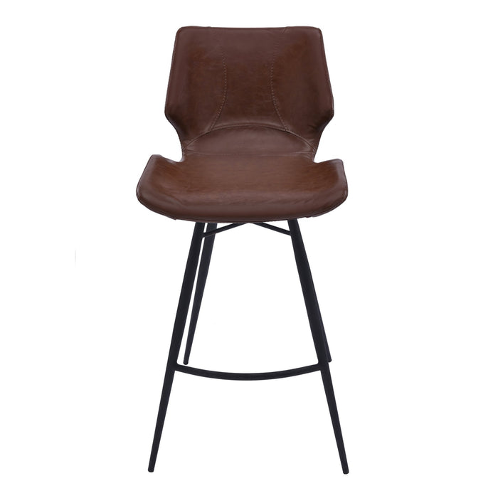 Zurich 30" Bar Height Metal Barstool in Vintage Coffee Faux Leather and Black Metal Finish