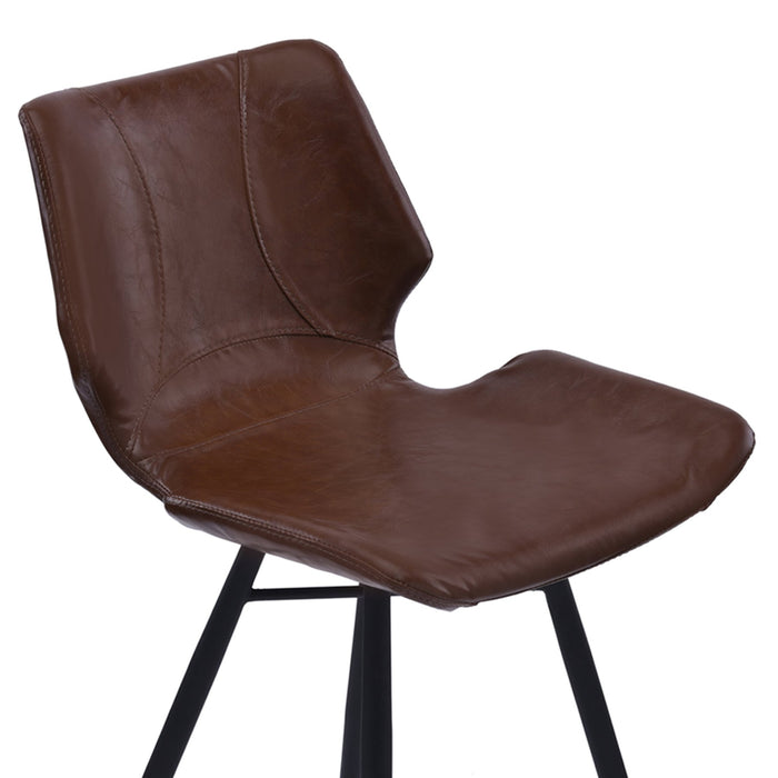 Zurich 30" Bar Height Metal Barstool in Vintage Coffee Faux Leather and Black Metal Finish