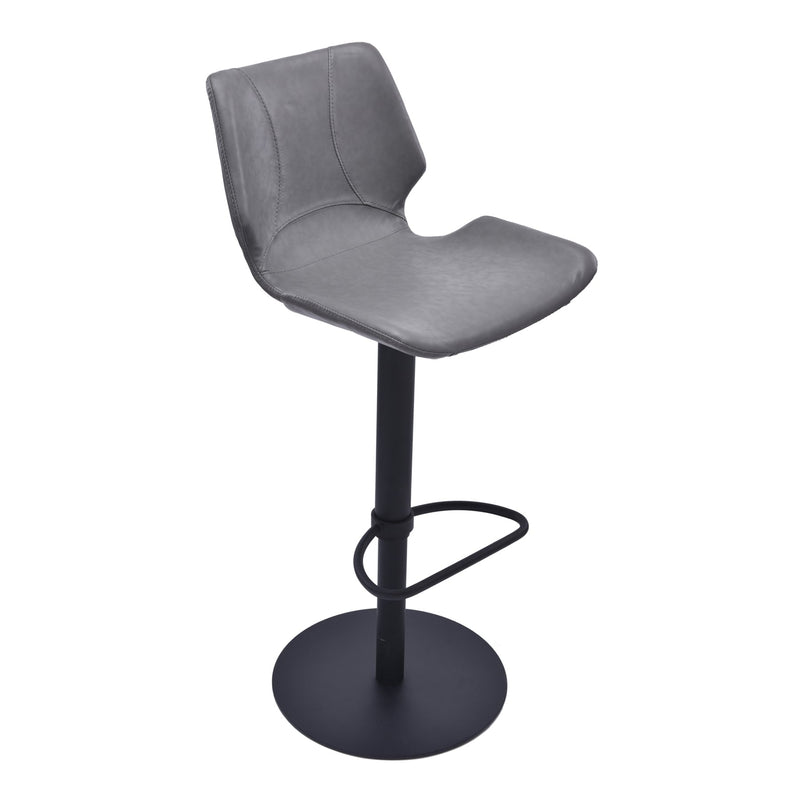 Zuma Adjustable Swivel Metal Barstool in Vintage Gray Faux Leather and Black Metal Finish - Furniture City (CA)l