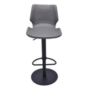 Zuma Adjustable Swivel Metal Barstool in Vintage Gray Faux Leather and Black Metal Finish - Furniture City (CA)l