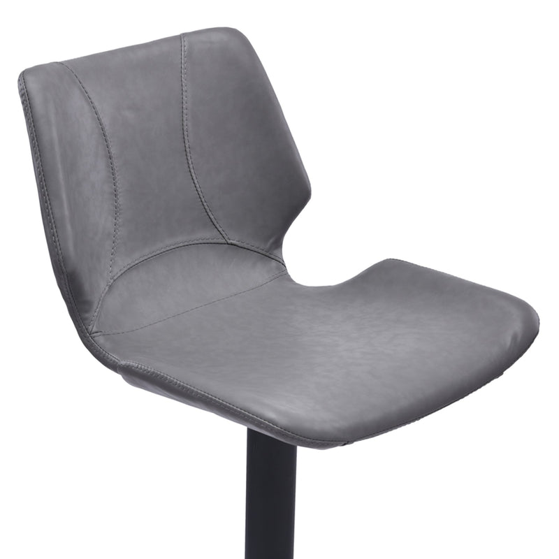 Zuma Adjustable Swivel Metal Barstool in Vintage Gray Faux Leather and Black Metal Finish - Furniture City (CA)l