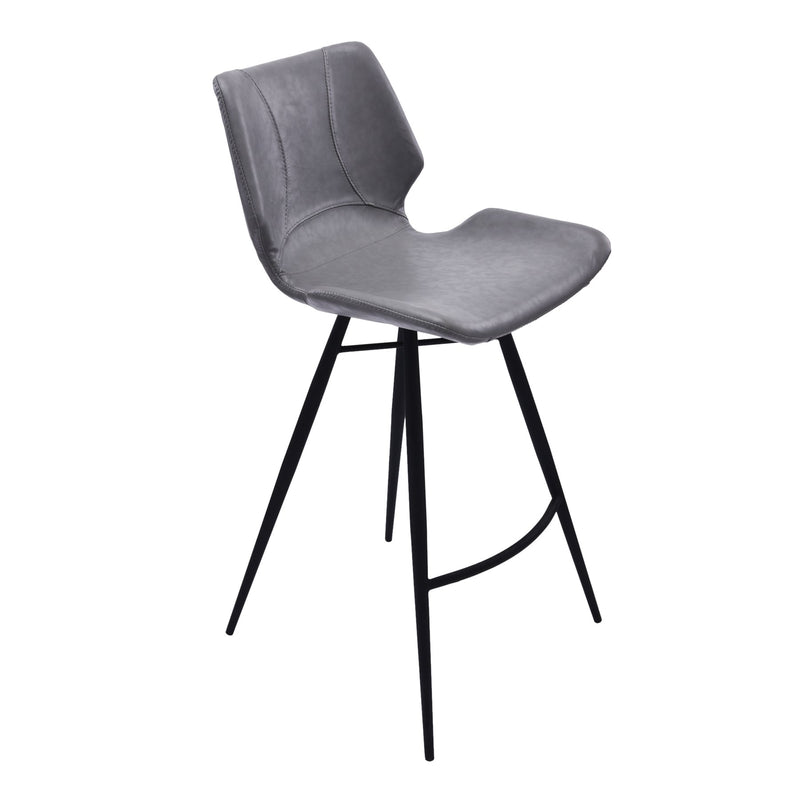 Zurich 26" Counter Height Metal Barstool in Vintage Gray Faux Leather and Black Metal Finish - Furniture City (CA)l