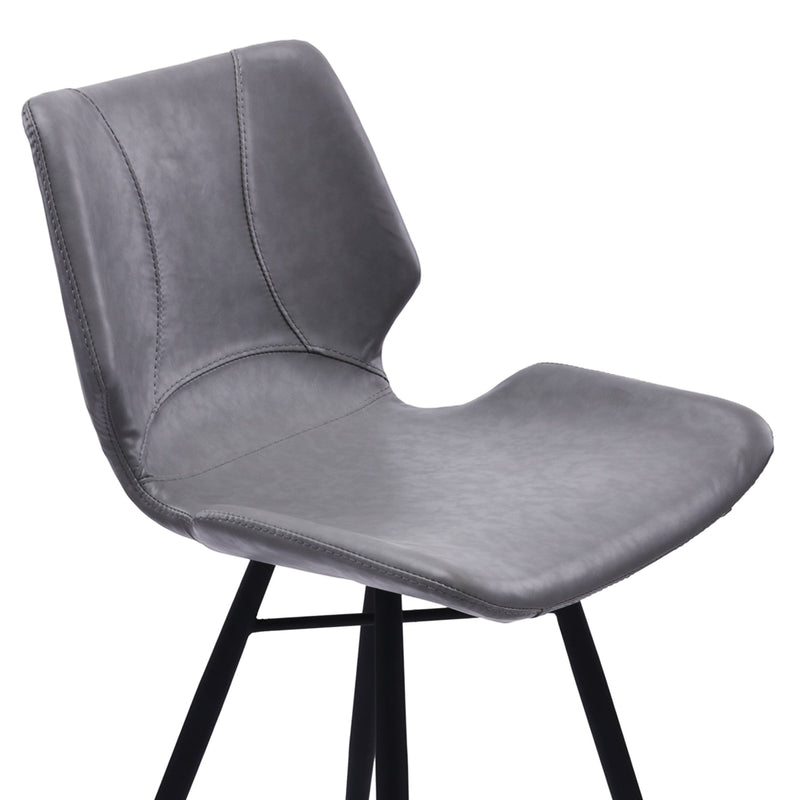 Zurich 26" Counter Height Metal Barstool in Vintage Gray Faux Leather and Black Metal Finish - Furniture City (CA)l