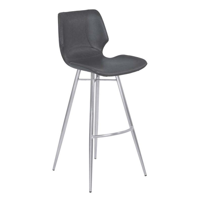 Zurich 26" Counter Height Metal Barstool in Vintage Gray Faux Leather with Brushed Stainless Steel Finish - Furniture City (CA)l