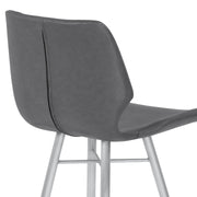 Zurich 26" Counter Height Metal Barstool in Vintage Gray Faux Leather with Brushed Stainless Steel Finish - Furniture City (CA)l