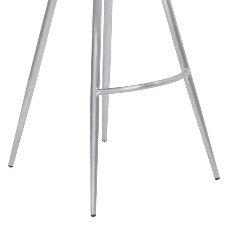 Zurich 26" Counter Height Metal Barstool in Vintage Gray Faux Leather with Brushed Stainless Steel Finish - Furniture City (CA)l