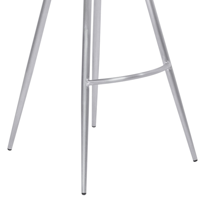 Zurich 26" Counter Height Metal Barstool in Vintage Gray Faux Leather with Brushed Stainless Steel Finish