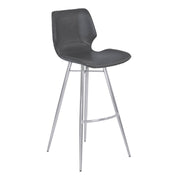 Zurich 30" Bar Height Metal Barstool in Vintage Gray Faux Leather with Brushed Stainless Steel Finish - Furniture City (CA)l
