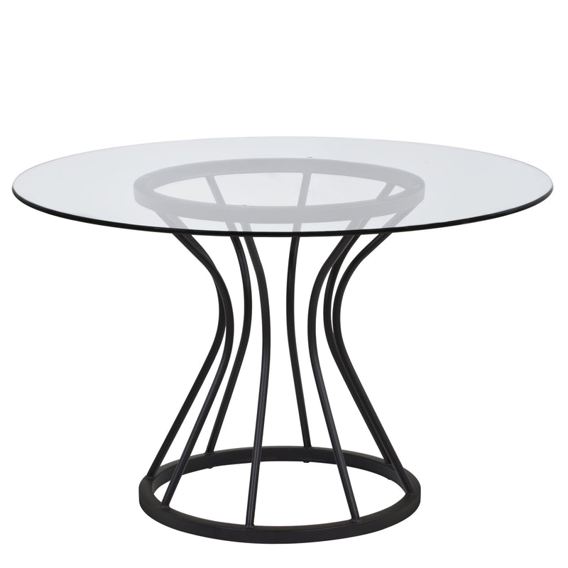 Zurich Round Dining Table in Black Finish and 48" Glass Top - Furniture City (CA)l