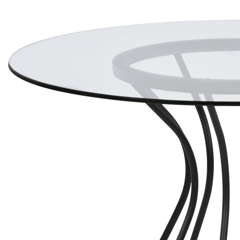 Zurich Round Dining Table in Black Finish and 48" Glass Top - Furniture City (CA)l