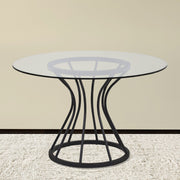 Zurich Round Dining Table in Black Finish and 48" Glass Top - Furniture City (CA)l