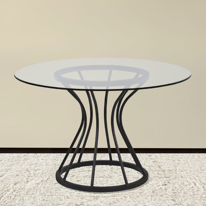 Zurich Round Dining Table in Black Finish and 48" Glass Top - Furniture City (CA)l