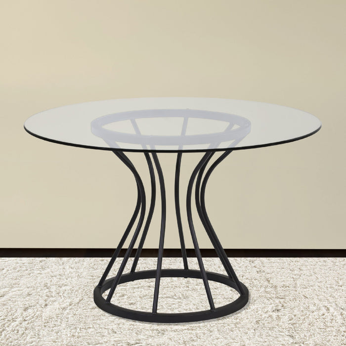 Zurich Round Dining Table in Black Finish and 48" Glass Top