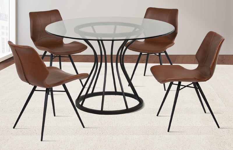 Zurich Round Dining Table in Black Finish and 48" Glass Top - Furniture City (CA)l