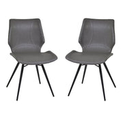 Zurich Dining Chair in Vintage Gray Faux Leather and Black Metal Finish - Set of 2 - Furniture City (CA)l