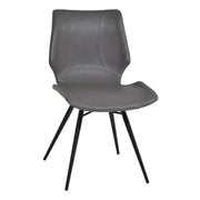 Zurich Dining Chair in Vintage Gray Faux Leather and Black Metal Finish - Set of 2 - Furniture City (CA)l