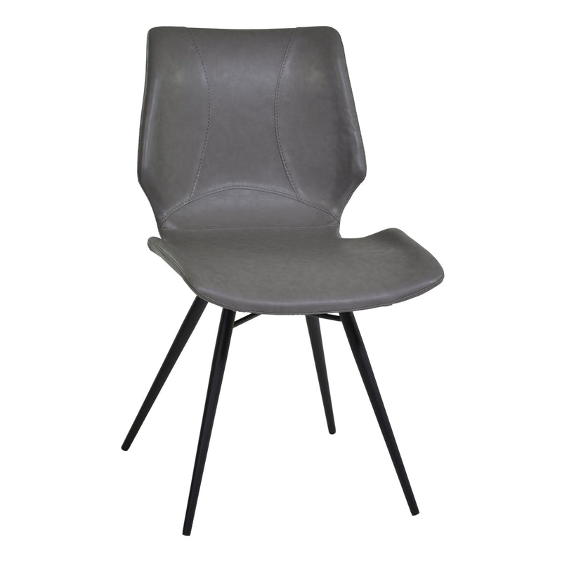 Zurich Dining Chair in Vintage Gray Faux Leather and Black Metal Finish - Set of 2 - Furniture City (CA)l