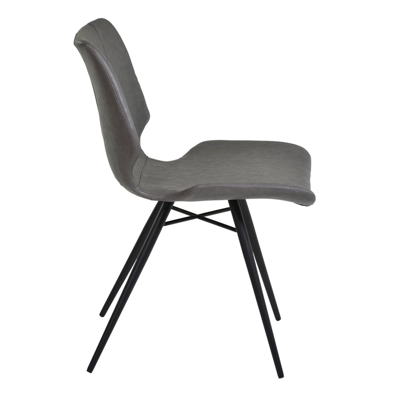 Zurich Dining Chair in Vintage Gray Faux Leather and Black Metal Finish - Set of 2 - Furniture City (CA)l