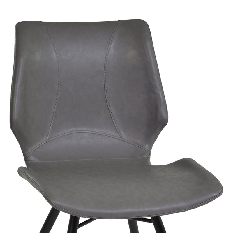Zurich Dining Chair in Vintage Gray Faux Leather and Black Metal Finish - Set of 2 - Furniture City (CA)l