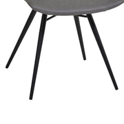 Zurich Dining Chair in Vintage Gray Faux Leather and Black Metal Finish - Set of 2 - Furniture City (CA)l
